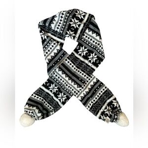OLD NAVY Pom Pom Thick Sweater Neck Warmer Wrap Black White Sequin 72x7 Inches